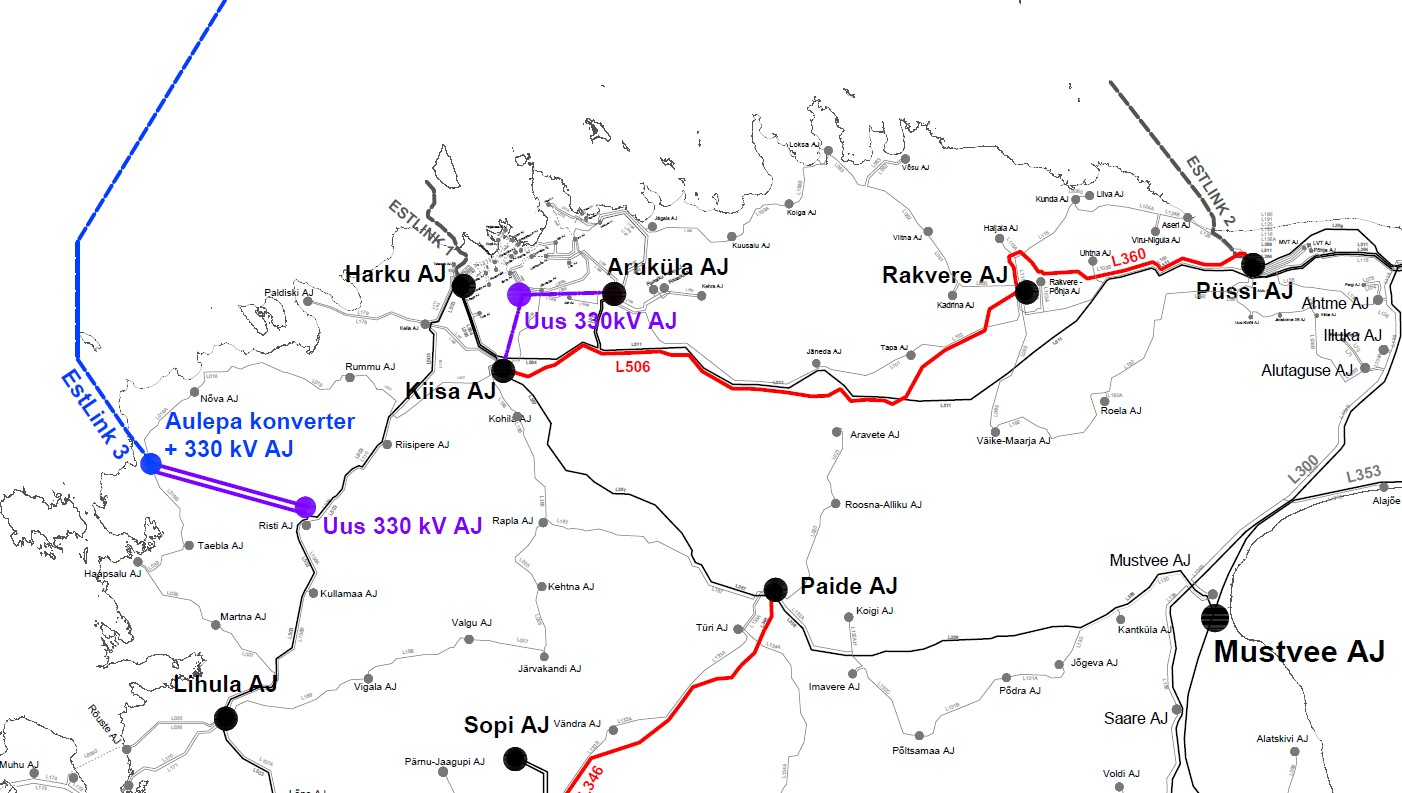 Seoses EstLink 3 rajamisega tuleb tugevdada olemasolevat võrku. Võrgu üldine plaan. 